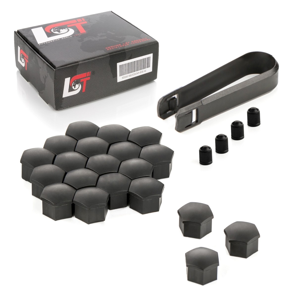 20X Wheel Nut Caps Black Matte 17 Mm For LANCIA