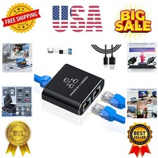 Gigabit Ethernet Splitter 1 to 2 - Network Splitter with USB Power Cable, RJ4...