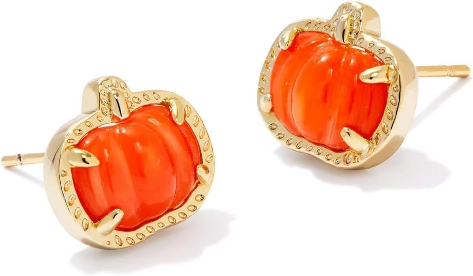 Brincos de ouro abóbora - concha laranja - Imagem 2 de 2