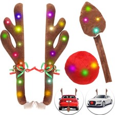 Reindeer Car Kit LED Antlers with Nose, Tail, Top  Grille Christmas Reindeer...