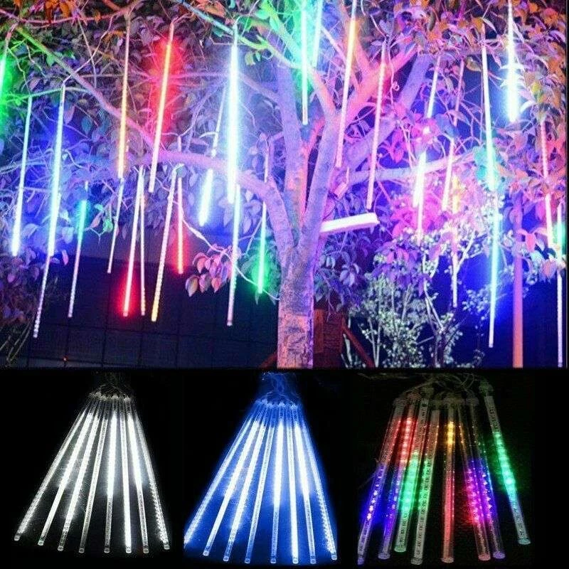 32 TUBE Meteor Shower Lights Fairy String Lights Outdoor Garden Waterproof Decor - Image 3 of 4