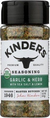 Kinders Organic Garlic Herb Sea Salt & Lemon Seasoning, 3.2 OZ