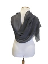 H70 Unbranded Navy Blue White Polka Dot Silk Scarf Lightweight Sheer Rectangle