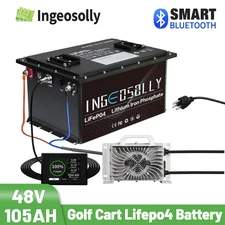 48V 105Ah Golf Cart LiFePO4 Lithium Battery 15000+ Cycle 200A BMS + 20A Charger