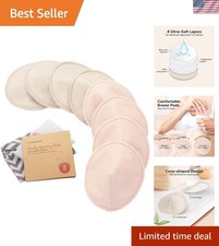 Organic Bamboo Nursing Pads - 8 Washable Breast Pads for Ultimate Comfort