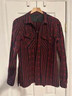 Engineered Garments Red Black Patterned Work Shirt Size S Made in USA