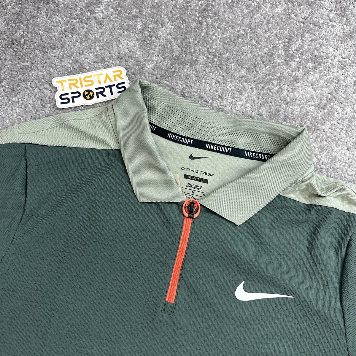 Nike Court Dri-FIT ADV Tennis Shirt Mens Medium Tall Green Slim