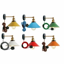 Industrial Wall Light Plug In Adjustable Metal Cone Shade Sconce Lamp Fitting