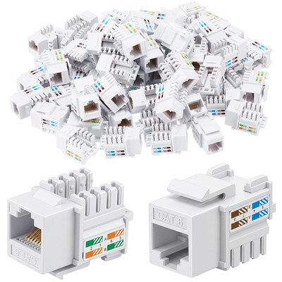 125 Pcs Cat6 Keystone Jacks, Rj45 Ethernet Modular Coupler Punch down Insert, 90