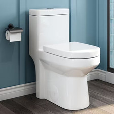 One-Piece 1.1/1.6 GPF Dual Flush round Toilet in White Soft Close Seat Included