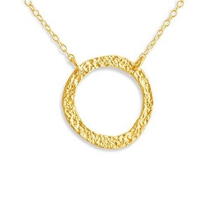 Authentic Azaggi Gold Plated Necklace Karma Pendant Circle Spiritual Double Sided Jewelry