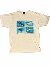 90s VTG Screen Stars Best Vintage USPS Stamp Marine Life White T-Shirt Mens L