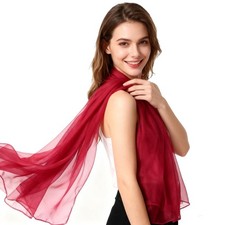Solid Color Silk Feeling Scarf Fashion Scarves Wrap Long Lightweight Shawl Women