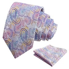 Paisley Mens 3.15'' Gradient Tie and Pocket Square Set 999-lilac yellow