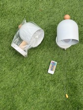 Modern White & Wood Wall Light Scandinavian Style Pull Chain + LED Remote