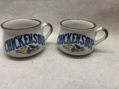 set of 2 Vintage FRED ROBERTS CO. Chicken Soup Soup Bowl  Soup Mugs , Soup Cup