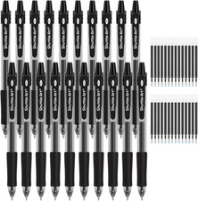 Shuttle Art Black Gel Pens, 48 Pack 20 Pens with 28 Refills Retractable Medium