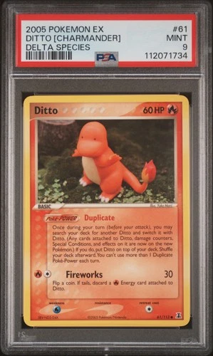 2005 POKEMON EX DELTA SPECIES #61 DITTO [CHARMANDER] PSA 9