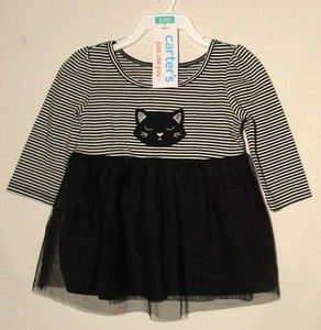 NWT Carter's black & white dress + diaper cover cat applique size 3 months