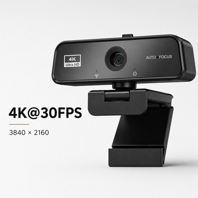 4K Webcam USB for PC Autofocus Web Camera w Microphone with Privacy cover