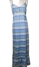 Tommy Bahama Woven Stripe Maxi Dress M Coastal Boho Resort Sundress