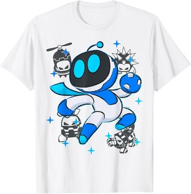 Astrobot PlayStation's Astro Bot Fighting Enemies in Space T-Shirt