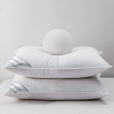 Goose Down Feather Pair Pillows Insert for Side and Back Sleepers White Col...