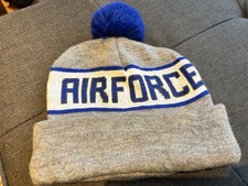 U.S. AIR FORCE Grey Beanie Hat With Pompom,Officially Liicenced,Made In USA c3 