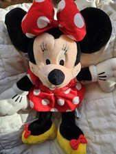 Disney Minnie Mouse Plush Medium Red Polka Dot Dress Yellow Shoes Toy