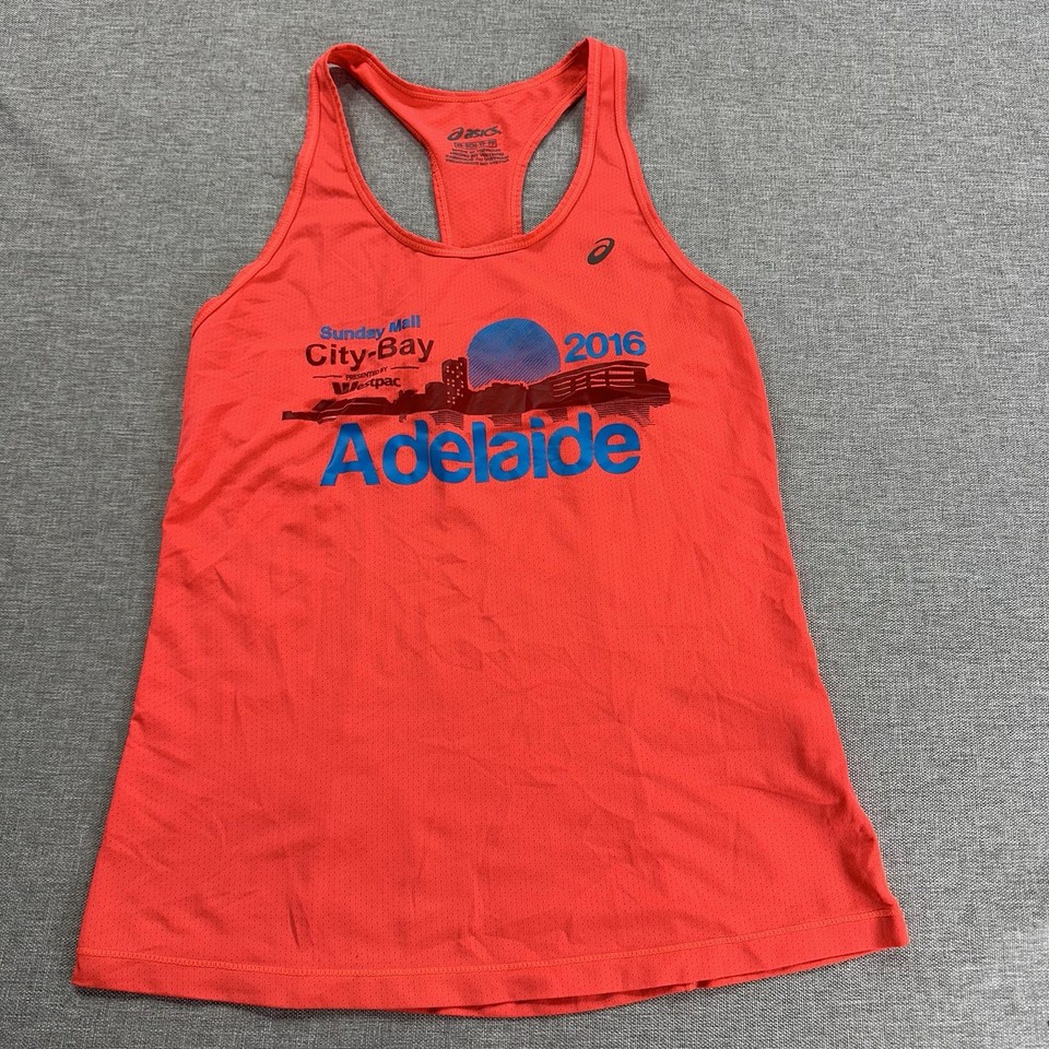 Asics Tank Top Women XS Orange Adelaide City To Bay Running Activewear Racerback
