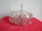Vintage Anchor Hocking Old Fashion Clear Glass Candy Dish With Lid 2lbs 4.0oz