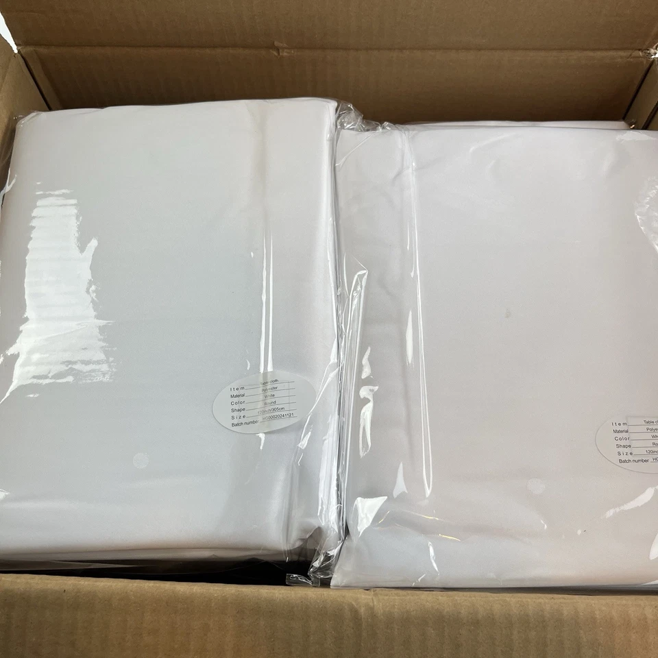 Pack de 8 manteles redondos blancos 120 pulgadas/305 cm Foto 3 de 4