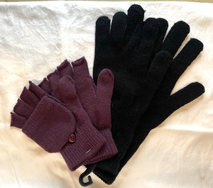 Set of 2 Winter Gloves 1 Regular, 1 Warm Flip Top Fingerless Mitten Convertible