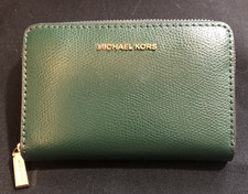 Michael Kors Jet Set Pebbled Leather Racing Green Zip-Around Wallet