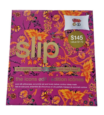   NEW Slip PINK The Icons Edit Anti-Aging Silk Pillowcase Eye Mask Hair Tie NIP