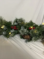 9ft Realistic Pre-lit Christmas Garland, 50 Lights, 8 Settings, Battery Powered