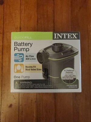 INTEX QUICK FILL BATTERY PUMP W/ 3 NOZZLES INFLATES/DEFLATES  AP638. NEW.