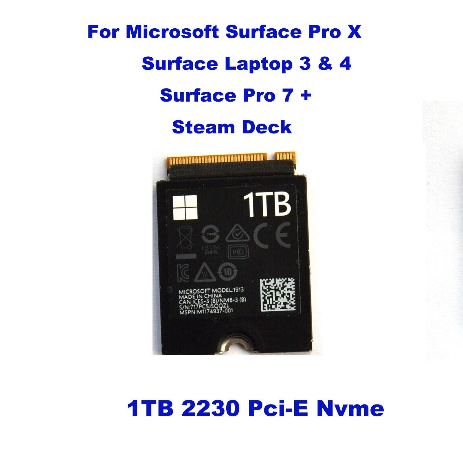 NEW SAMSUNG PM991 PCIe NVMe SSD 1TB 1024GB M.2 2230 For Microsoft Surface  Pro X