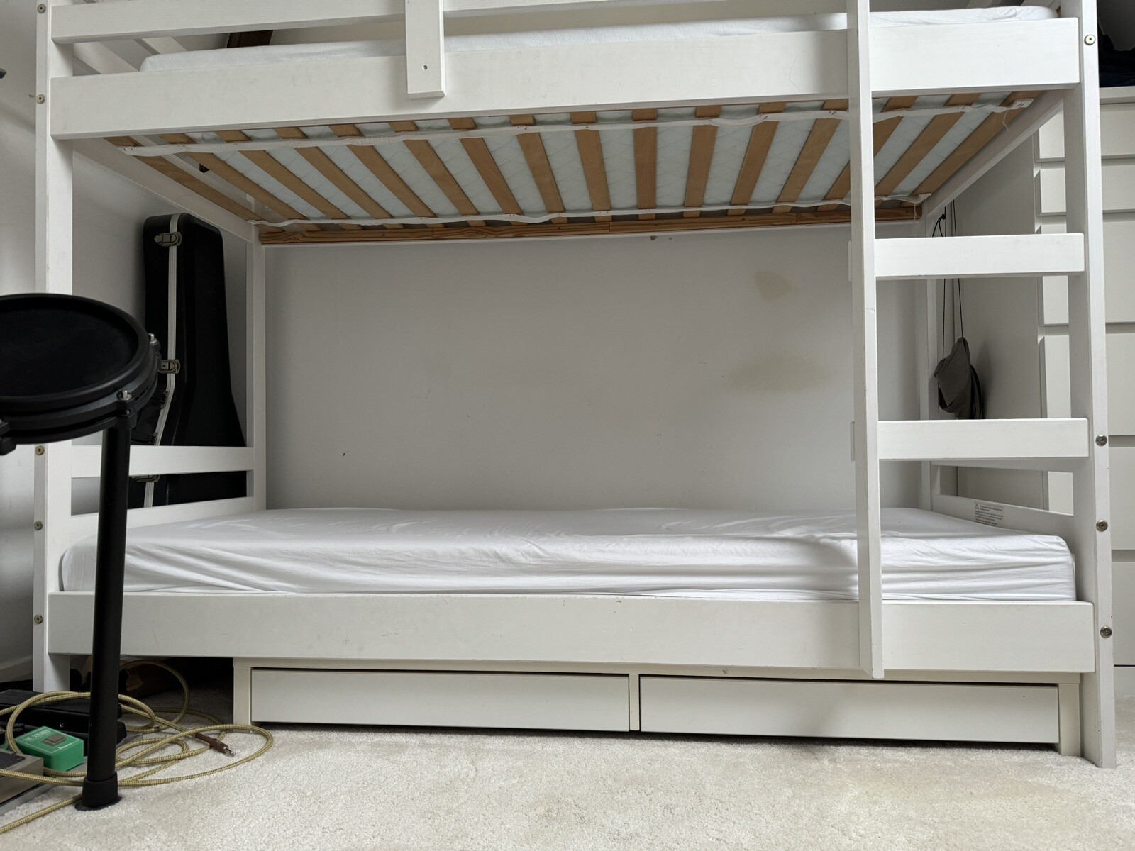 Bunk Beds with Mattresses 185cm short singles plus 2x slim drawers