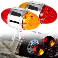 2pc Led Dual Face Redamber Marker Lights Turn Signal Semi Truck Trailer Fender