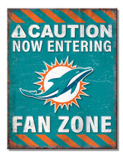 Miami Dolphins NFL Fan Zone Tin Metal Sign Man Cave Garage Bar Decor 12.5 X 16