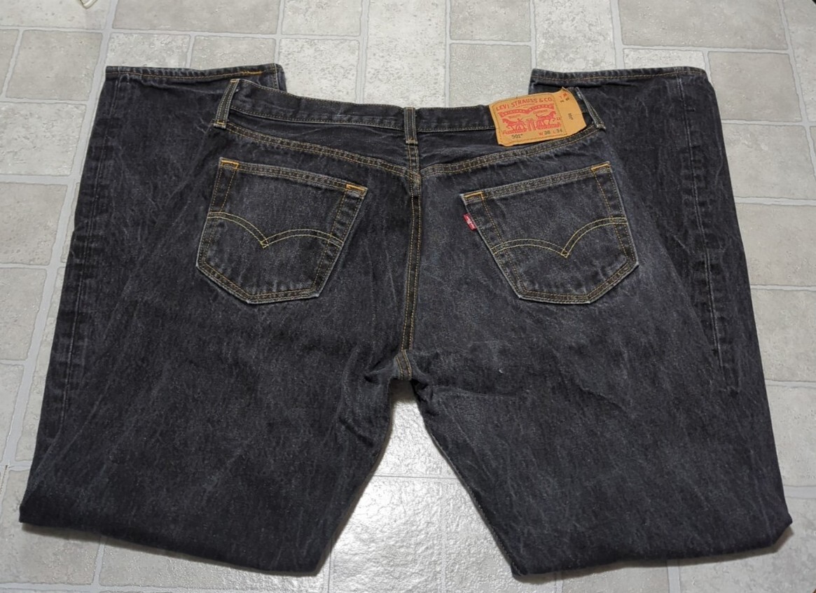 Levis 501 Jeans 36x34 Black Original Fit Straight Leg Button Fly