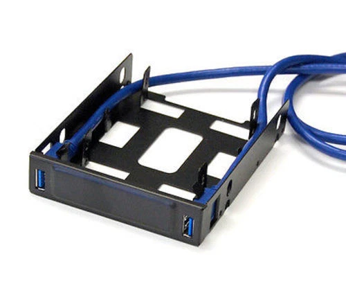 USB 3.0 2-Port Front Panel Hub Bracket for Dual 2.5" HDD/SSD to 3.5" PC tray - Image 2 of 3