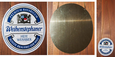 Tap sign / tin complete with chain Weihenstephan yeast wheat beer new & original packaging