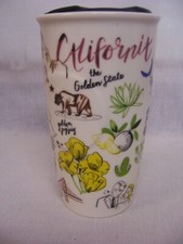 TASSE STARBUCKS 2016 "CALIFORNIA" VOYAGE EN CÉRAMIQUE, GOBELET, COUVERCLE 10 OZ - NEUVE, INUTILISÉE