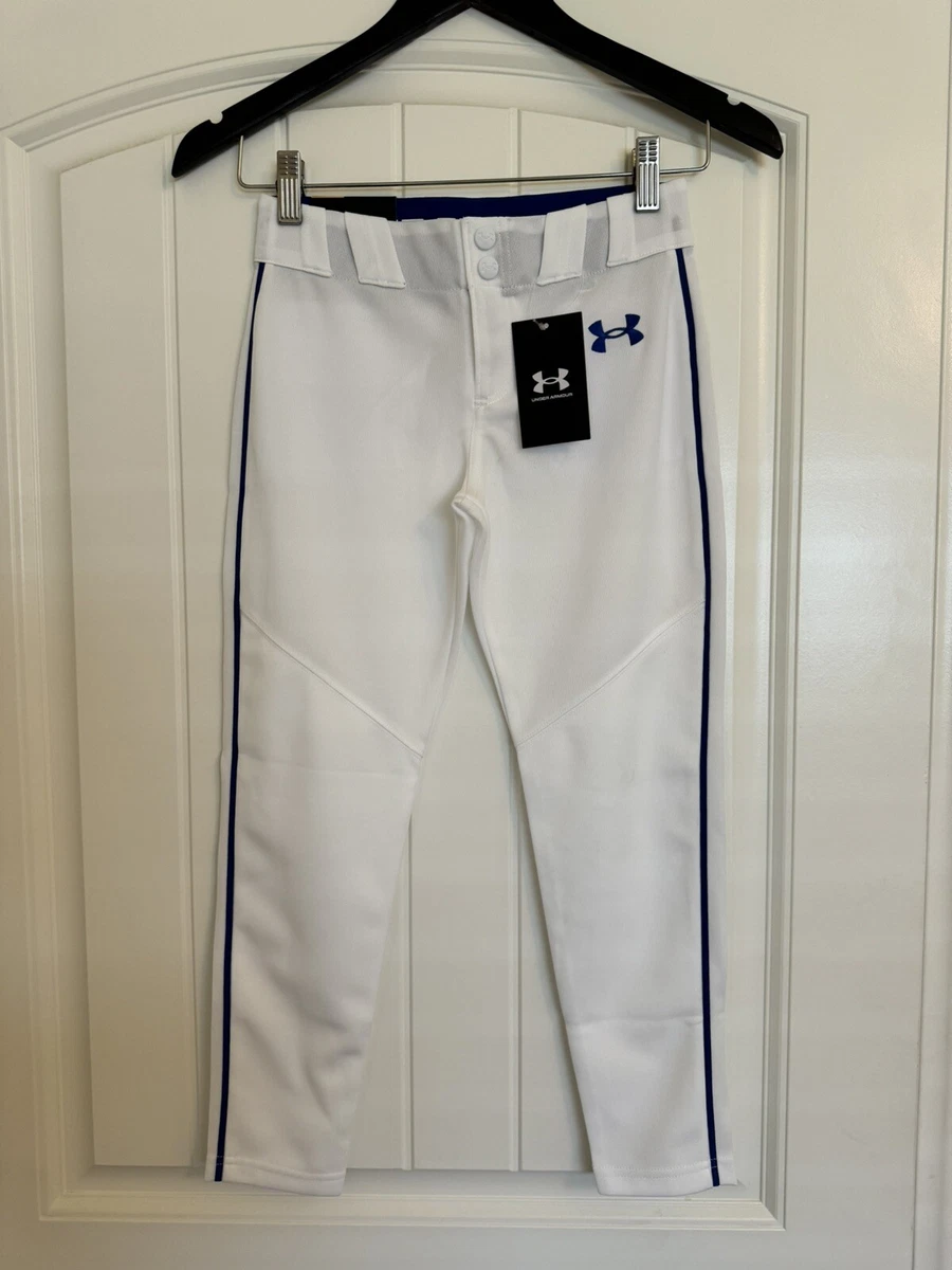 Neu mit Etikett Under Armour Tapered Fit Jugend Jungen Baseballhose weiß royalblau Gr. Small