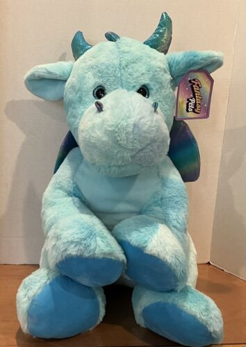 Jumbo 21" Unicorn Dragon Plush Kellytoy Aqua Blue Fantasy Pets NWT - Picture 1 of 9