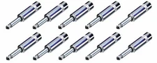(10 PACK) REAN / NEUTRIK NYS224 1/4" Mono Male Cable Mount Plug - Nickel Plated