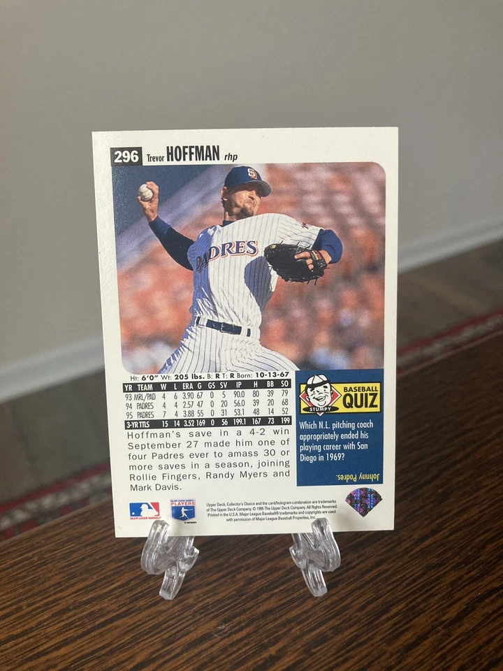 1996 COLLECTOR'S CHOICE SILVER SIGNATURE TREVOR HOFFMAN #296 SP HOF PADRES - Image 2 of 2