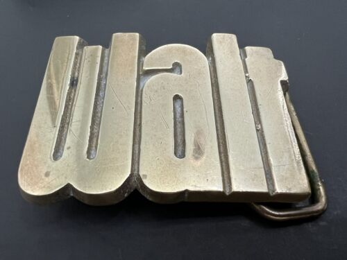 Rare Vtg 1978  Baron Large Solid Brass Belt Buckle Walter Walt Disney Funky - Afbeelding 1 van 8